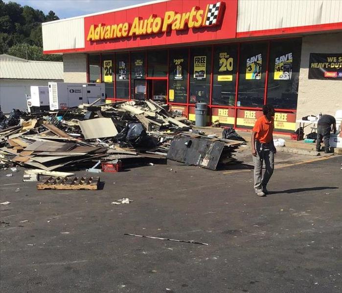 The cleanup after a bad fire at Advanced Auto Parts