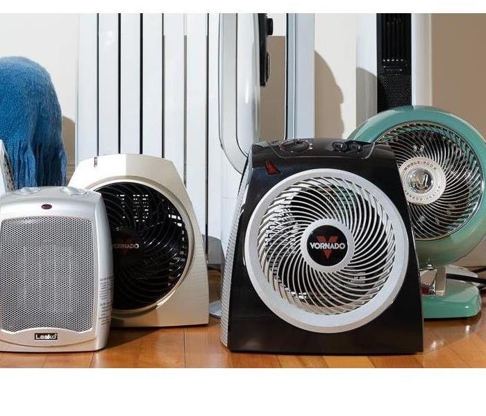 A picture of different types of space heaters.